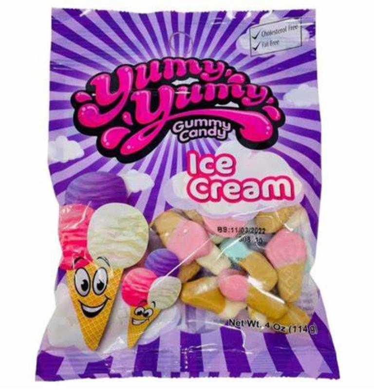Yumy Yumy Ice Cream Gummies peg bag 12/128 grs - General Distribution