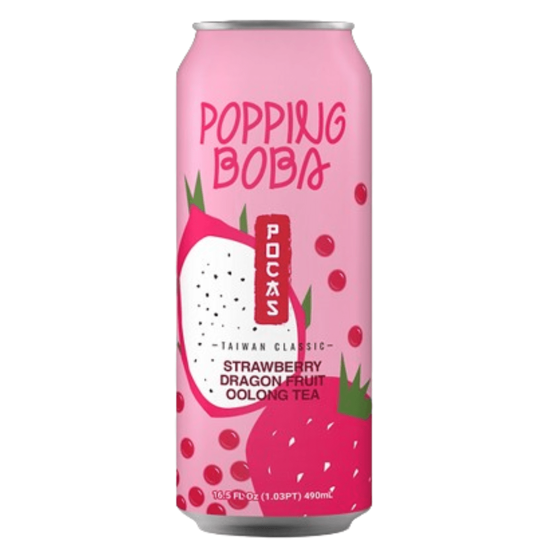 Pocas Popping Boba Strawberry Dragon F/oolong Tea Drink 24/16.5 OZ - General Distribution