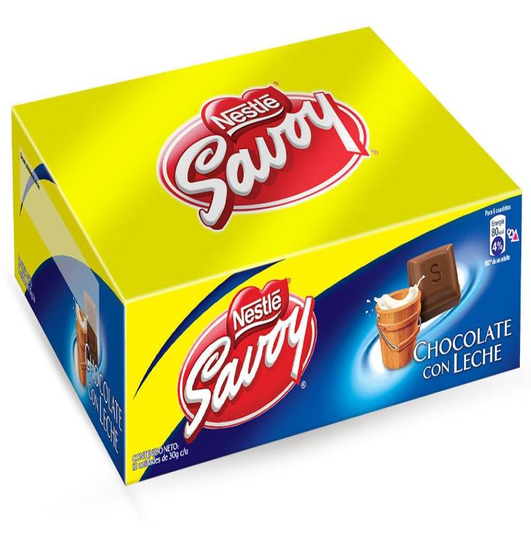 Savoy chocolate leche 24/12 30 gr - General Distribution