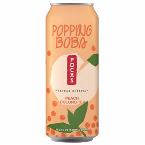 Pocas Popping Boba Peach Oolong Tea Drink 24/16.5 OZ - General Distribution