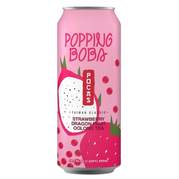 Pocas Popping Boba Strawberry Dragon F/oolong Tea Drink 24/16.5 OZ