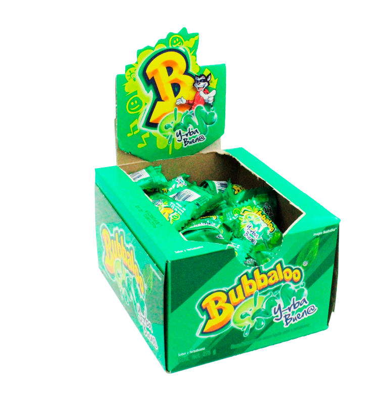 Chicle con relleno líquido sabor cereza. 50 piezas.